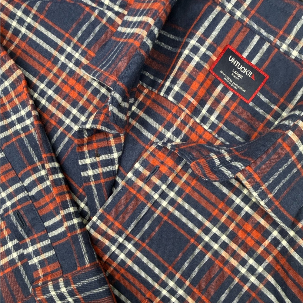 Untuckit Slim Fit Poly Elastane Button Up Flannel… - image 1